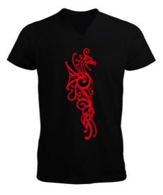 Ejderha Erkek Kısa Kol V Yaka Tişört - Tisho