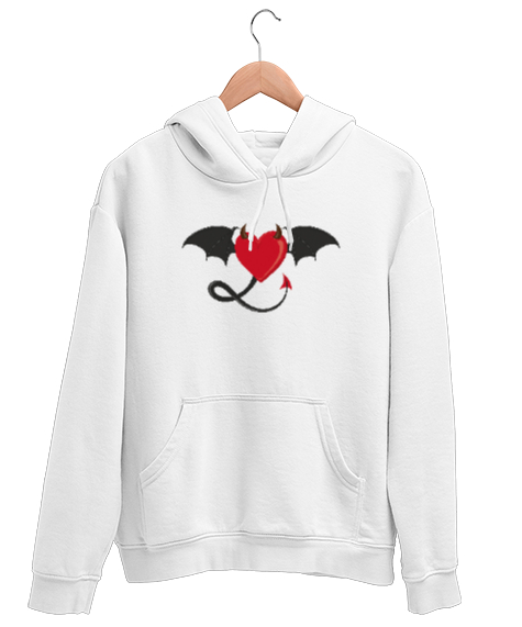 Tisho - Ejderha Kalp - Dragon Heart Beyaz Unisex Kapşonlu Sweatshirt