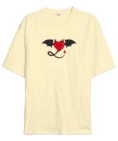 Ejderha Kalp - Dragon Heart Krem Oversize Unisex Tişört - Tisho