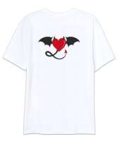 Ejderha Kalp - Dragon Heart Sırt Baskılı Beyaz Oversize Unisex Tişört - Thumbnail