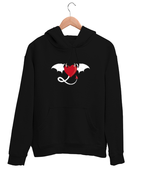 Tisho - Ejderha Kalp - Dragon Heart Siyah Unisex Kapşonlu Sweatshirt