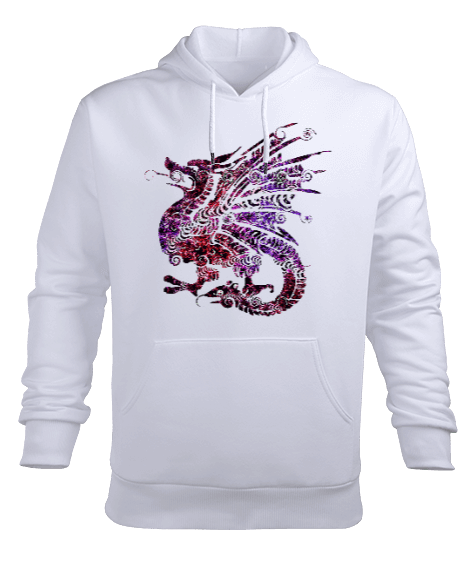 Tisho - EJDERHA MOTİFLİ Erkek Kapüşonlu Hoodie Sweatshirt