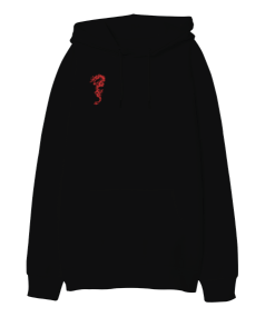 Ejderha Motifli Oversize Hoodie Oversize Unisex Kapüşonlu Sweatshirt - Tisho