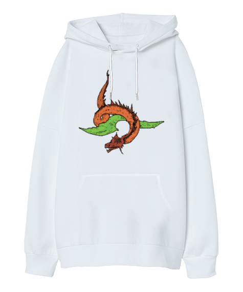 Tisho - Ejderha Oversize Unisex Kapüşonlu Sweatshirt