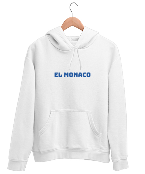 Tisho - EL MONACO Beyaz Unisex Kapşonlu Sweatshirt