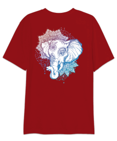 Elephant Fil Tasarım Oversize Unisex Tişört - Thumbnail