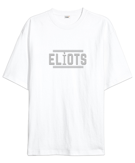 Tisho - Eliots Baskılı 09 Beyaz Oversize Unisex Tişört