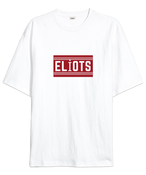 Tisho - Eliots Baskılı-46 Beyaz Oversize Unisex Tişört