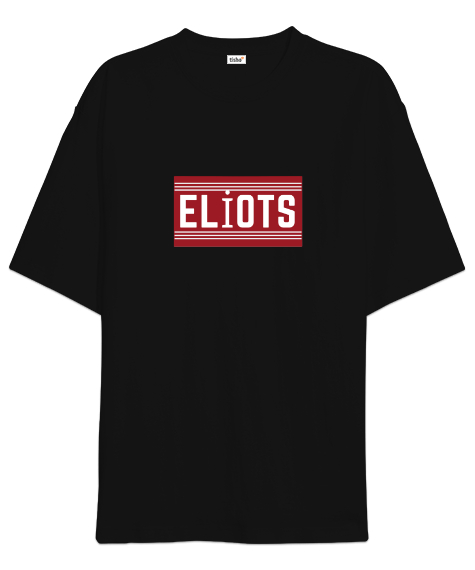 Tisho - Eliots Baskılı 47 Siyah Oversize Unisex Tişört