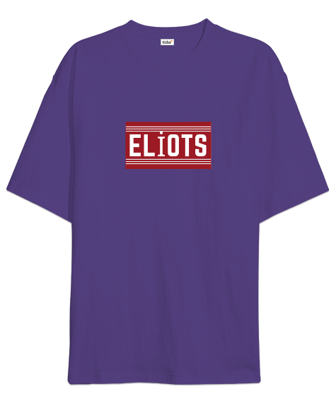 Tisho - Eliots Baskılı 90 Mor Oversize Unisex Tişört