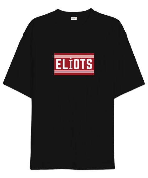 Tisho - Eliots Baskılı 90 Siyah Oversize Unisex Tişört