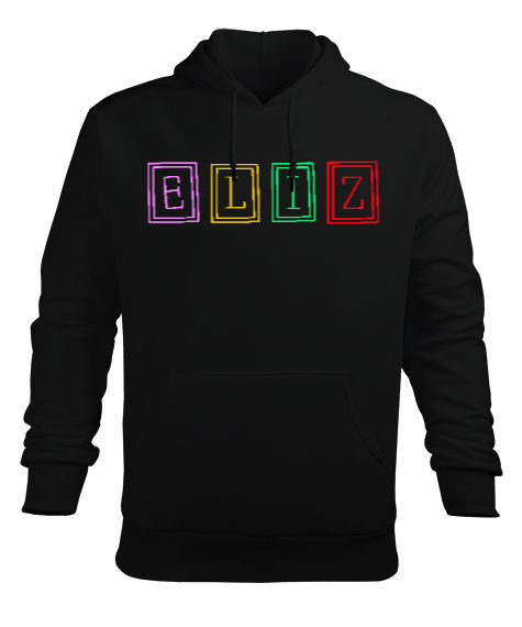 Tisho - ELIZ FRAME Siyah Erkek Kapüşonlu Hoodie Sweatshirt