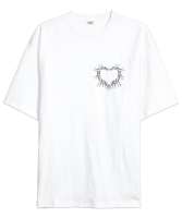 Eller ve Kalp Beyaz Oversize Unisex Tişört - Tisho