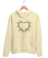 Eller ve Kalp Krem Unisex Kapşonlu Sweatshirt - Tisho