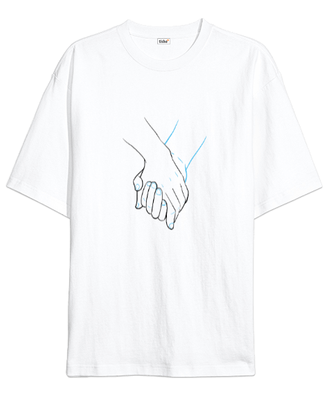 Tisho - Ellerim boş kaldı beyaz oversize kadın tişört Oversize Unisex Tişört