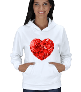 Elmas Kalp desenli Kadın Sweat Kadın Kapşonlu - Tisho