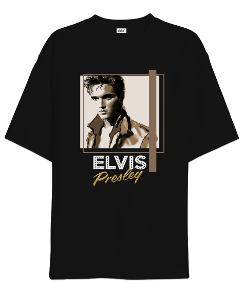 Tisho - Elvis Presley Siyah Oversize Unisex Tişört
