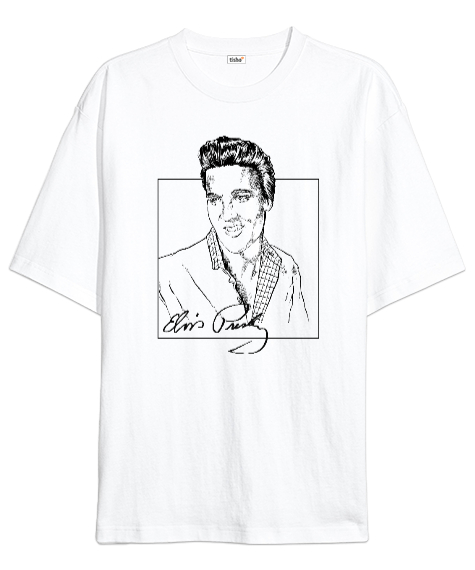 Tisho - Elvis Presley V2 Beyaz Oversize Unisex Tişört