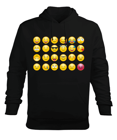 Tisho - Emoji Erkek Kapüşonlu Hoodie Sweatshirt