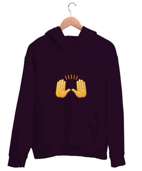 Tisho - Emoji stil Koyu Mor Unisex Kapşonlu Sweatshirt