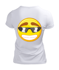 emoji tasarımlı Kadın V Yaka Tişört - Thumbnail