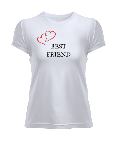 Tisho - En İyi Arkadaşım - Best Friend Yazılı Beyaz Kadın Tişört