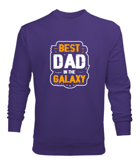 Tisho - En iyi Baba - Best Dad In Galaxy Mor Erkek Sweatshirt