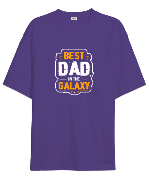 Tisho - En iyi Baba - Best Dad In Galaxy Mor Oversize Unisex Tişört