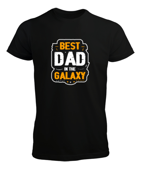 Tisho - En iyi Baba - Best Dad In Galaxy Siyah Erkek Tişört