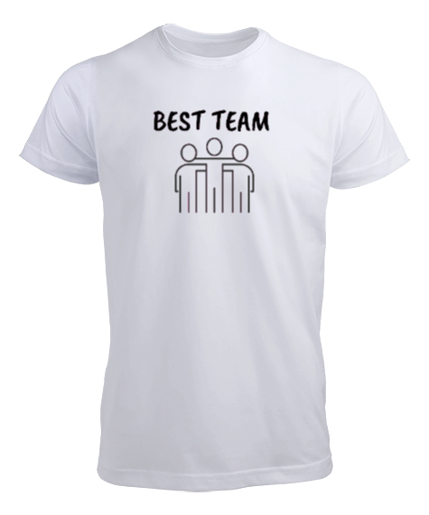 Tisho - En İyi Takım -Best Team Yazılı Beyaz Erkek Tişört