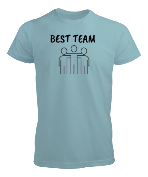Tisho - En İyi Takım -Best Team Yazılı Su Yeşili Erkek Tişört