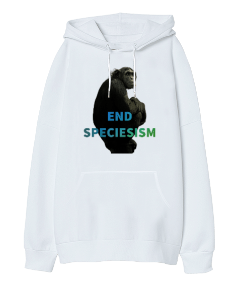Tisho - End Speciesism Oversize Unisex Kapüşonlu Sweatshirt