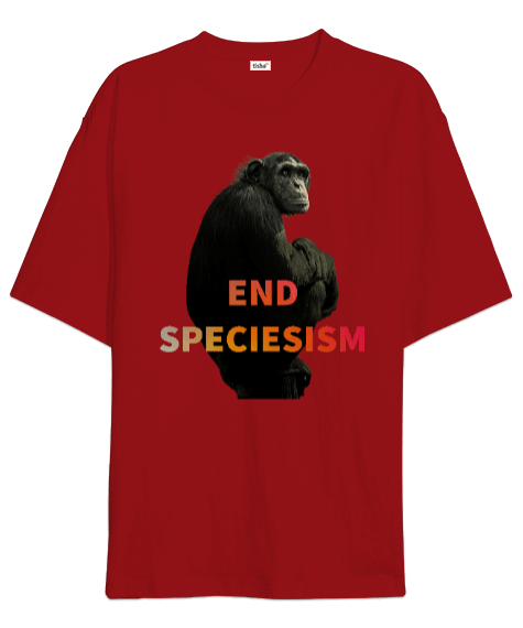 Tisho - End Speciesism Red Oversize Unisex Tişört