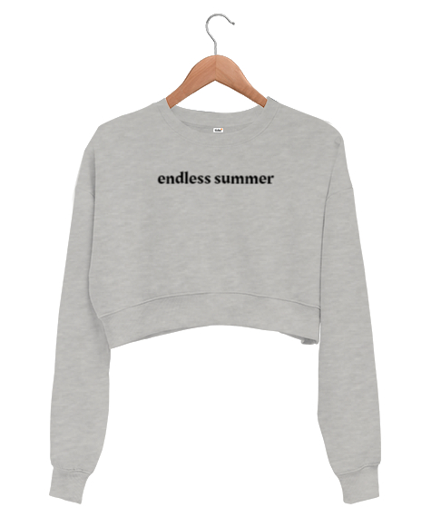 Tisho - Endless Summer Gri Kadın Crop Sweatshirt