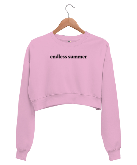 Tisho - Endless Summer Pembe Kadın Crop Sweatshirt