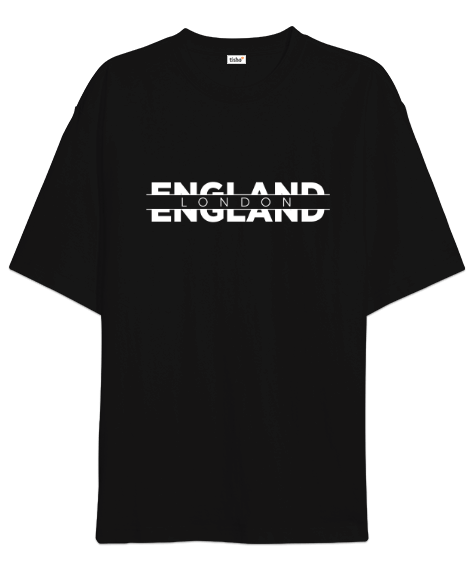 Tisho - ENGLAND - LONDON Baskılı Siyah Oversize Unisex Tişört