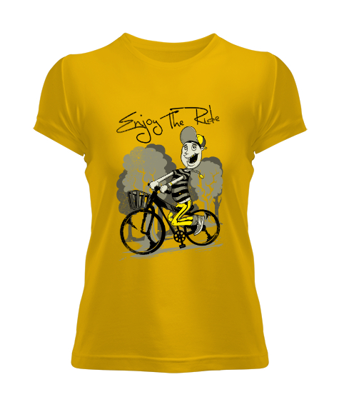 Tisho - Enjoy The Ride Baskılı Sarı Kadın Tişört