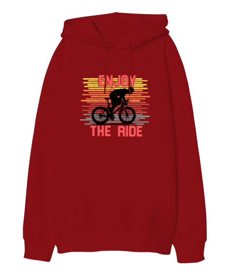 Tisho - Enjoyy Kırmızı Oversize Unisex Kapüşonlu Sweatshirt