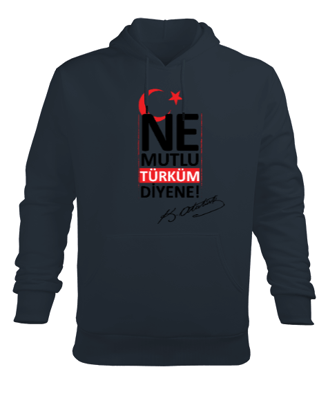 Erkek Atatürk Temalı Erkek Kapüşonlu Hoodie Sweatshirt - Tisho