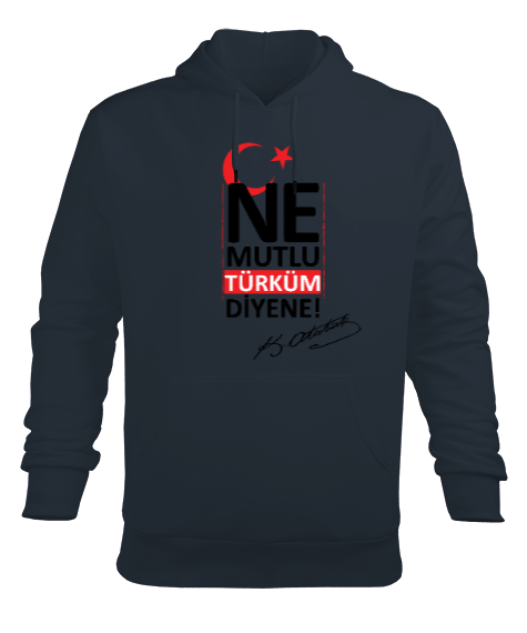 Tisho - Erkek Atatürk Temalı Erkek Kapüşonlu Hoodie Sweatshirt