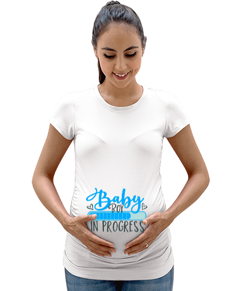 Tisho - ERKEK BABY LOADING BASKI 2 Beyaz Kadın Hamile Tişört