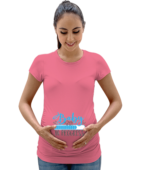 Tisho - ERKEK BABY LOADING BASKI 2 Pembe Kadın Hamile Tişört
