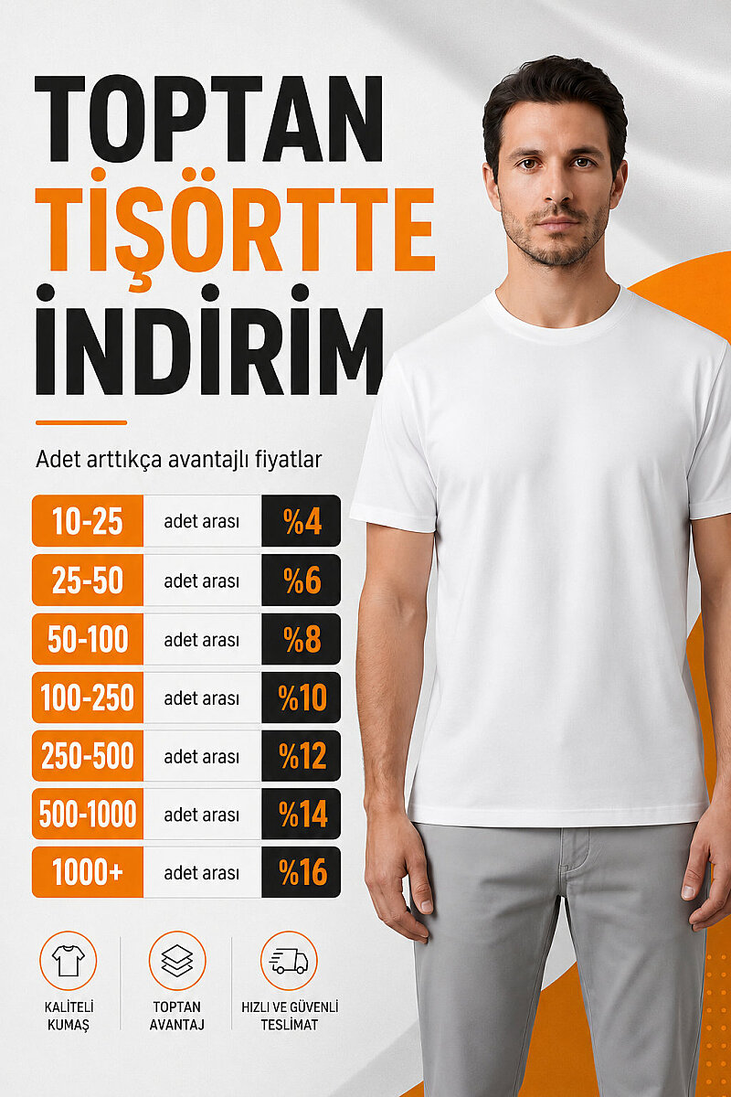 Erkek Beyaz Baskısız Toptan Tişört Beyaz