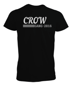 Erkek Siyah Baskılı T-Shirt- Crow Gang Erkek Tişört - Thumbnail
