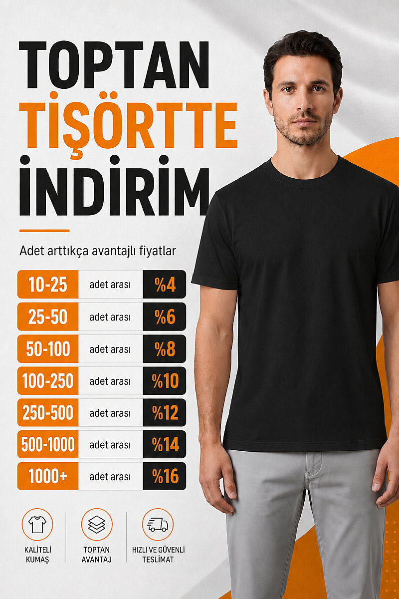 Erkek Siyah Baskısız Toptan Tişört - Tisho