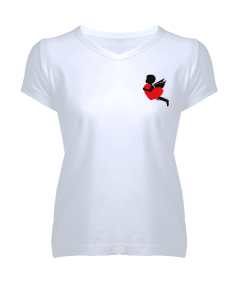 Eros kalpli Kadın V Yaka Tişört - Tisho