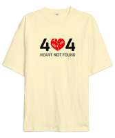 Error Heart Not Found - Kalp Bulunamadı Krem Oversize Unisex Tişört - Tisho