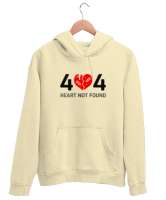 Error Heart Not Found - Kalp Bulunamadı Krem Unisex Kapşonlu Sweatshirt - Tisho