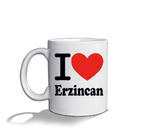 Tisho - Erzincan seviyorum ve bal baskılı Beyaz Kupa Bardak