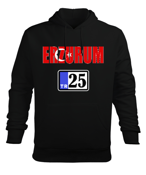 Tisho - erzurum şehir,Türkiye,Türkiye bayrağı. Siyah Erkek Kapüşonlu Hoodie Sweatshirt